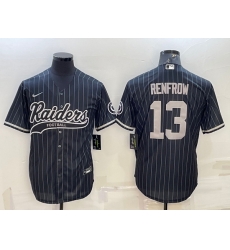 Men Las Vegas Raiders 13 Hunter Renfrow Black With Patch Cool Base Stitched Baseball Jersey Men Las Vegas Raiders 13 Hunter Renfrow Black With Patch Cool Base Stitched Baseball Jersey