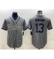 Men Las Vegas Raiders 13 Hunter Renfrow Grey With Patch Cool Base Stitched Baseball Jersey Men Las Vegas Raiders 13 Hunter Renfrow Grey With Patch Cool Base Stitched Baseball Jersey
