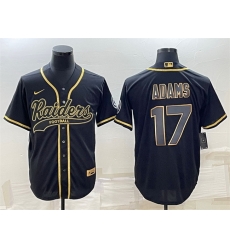 Men Las Vegas Raiders 17 Davante Adams Black Gold With Patch Cool Base Stitched Baseball Jersey Men Las Vegas Raiders 17 Davante Adams Black Gold With Patch Cool Base Stitched Baseball Jersey