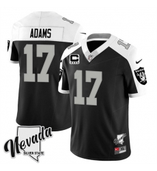 Men Las Vegas Raiders 17 Davante Adams Black White 2023 F U S E Nevada Silver Stat With 4 Star C Patch Stitched Football Jersey Men Las Vegas Raiders 17 Davante Adams Black White 2023 F U S E Nevada Silver Stat With 4 Star C Patch Stitched Football Jersey