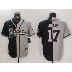 Men Las Vegas Raiders 17 Davante Adams Grey Black Split Cool Base Stitched Baseball Jersey