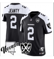 Men Las Vegas Raiders 2 Ashton Jeanty Black 2024 F U S E With Nevada Silver Stat Patch And 65th Anniversary Patch Stitched Football Jersey
