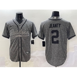 Men Las Vegas Raiders 2 Ashton Jeanty Grey Cool Base Stitched Baseball Jersey 1