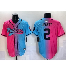 Men Las Vegas Raiders 2 Ashton Jeanty Pink Blue Limited Stitched Baseball Jersey Men Las Vegas Raiders 2 Ashton Jeanty Pink Blue Limited Stitched Baseball Jersey