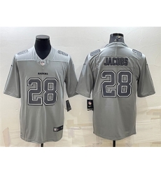 Men Las Vegas Raiders 28 Josh Jacobs Grey Atmosphere Fashion Stitched Jersey Men Las Vegas Raiders 28 Josh Jacobs Grey Atmosphere Fashion Stitched Jersey