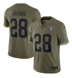 Men Las Vegas Raiders 28 Josh Jacobs Olive 2022 Salute To Service Limited Stitched Jersey Men Las Vegas Raiders 28 Josh Jacobs Olive 2022 Salute To Service Limited Stitched Jersey