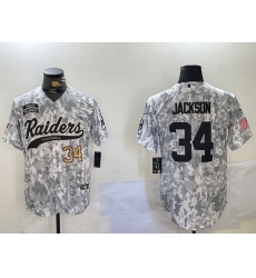 Men Las Vegas Raiders 34 Bo Jackson 2024 Arctic Camo Salute To Service Stitched Baseball Jersey 1 Men Las Vegas Raiders 34 Bo Jackson 2024 Arctic Camo Salute To Service Stitched Baseball Jersey 1