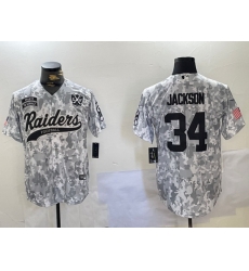 Men Las Vegas Raiders 34 Bo Jackson 2024 Arctic Camo Salute To Service Stitched Baseball Jersey 2 Men Las Vegas Raiders 34 Bo Jackson 2024 Arctic Camo Salute To Service Stitched Baseball Jersey 2