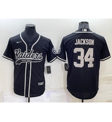 Men Las Vegas Raiders 34 Bo Jackson Black Cool Base Stitched Baseball Jersey Men Las Vegas Raiders 34 Bo Jackson Black Cool Base Stitched Baseball Jersey
