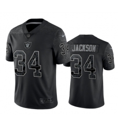 Men Las Vegas Raiders 34 Bo Jackson Black Reflective Limited Stitched Football Jersey Men Las Vegas Raiders 34 Bo Jackson Black Reflective Limited Stitched Football Jersey