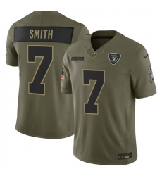 Men Las Vegas Raiders 7 Geno Smith Olive 2025 F U S E  Salute to Service Limited Stitched Football Jersey