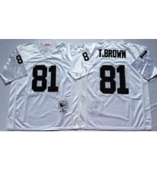 Men Las Vegas Raiders 81 Tim Brown White M&N Throwback Jersey Men Las Vegas Raiders 81 Tim Brown White M&N Throwback Jersey