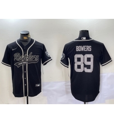 Men Las Vegas Raiders 89 Brock Bowers Black Cool Base Stitched Baseball Jersey 5 Men Las Vegas Raiders 89 Brock Bowers Black Cool Base Stitched Baseball Jersey 5