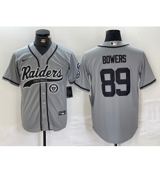 Men Las Vegas Raiders 89 Brock Bowers Grey Cool Base Stitched Baseball Jersey 4 Men Las Vegas Raiders 89 Brock Bowers Grey Cool Base Stitched Baseball Jersey 4