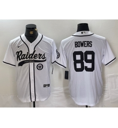 Men Las Vegas Raiders 89 Brock Bowers White Cool Base Stitched Baseball Jersey 3 Men Las Vegas Raiders 89 Brock Bowers White Cool Base Stitched Baseball Jersey 3
