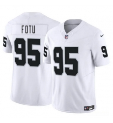 Men Las Vegas Raiders 95 Leki Fotu White 2025 F U S E Vapor Stitched Football Jersey Men Las Vegas Raiders 95 Leki Fotu White 2025 F U S E Vapor Stitched Football Jersey