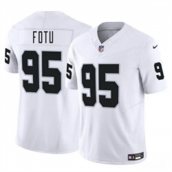 Men Las Vegas Raiders 95 Leki Fotu White 2025 F U S E  Vapor Stitched Football Jersey