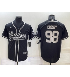 Men Las Vegas Raiders 98 Maxx Crosby Black Cool Base Stitched Baseball Jersey Men Las Vegas Raiders 98 Maxx Crosby Black Cool Base Stitched Baseball Jersey