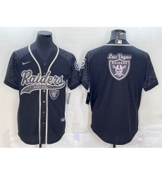 Men Las Vegas Raiders Black Reflective Team Big Logo With Patch Cool Base Stitched Baseball Jersey Men Las Vegas Raiders Black Reflective Team Big Logo With Patch Cool Base Stitched Baseball Jersey