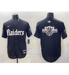 Men Las Vegas Raiders Team Big Logo Black Gothic Sin City Shadows Edition Vapor Limited Stitched Baseball Jersey 2