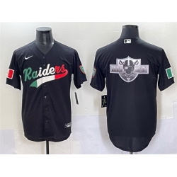 Men Las Vegas Raiders Team Big Logo Black Mexico Cool Base Stitched Baseball Jersey