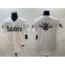 Men Las Vegas Raiders Team Big Logo White Gothic Sin City Shadows Edition Vapor Limited Stitched Baseball Jersey