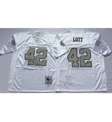Mitchell&Ness Raiders 42 Ronnie Lott White Silver No Throwback Stitched NFL Jersey Mitchell&Ness Raiders 42 Ronnie Lott White Silver No Throwback Stitched NFL Jersey