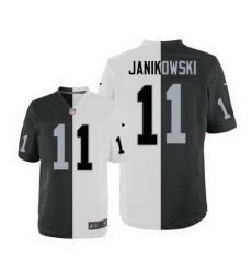 Nike Raiders #11 Sebastian Janikowski White Black Mens Stitched NFL Elite Split Jersey Nike Raiders #11 Sebastian Janikowski White Black Mens Stitched NFL Elite Split Jersey