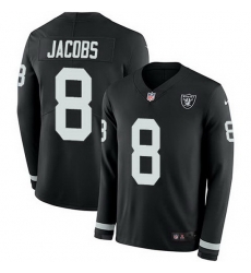 Nike Raiders 8 Josh Jacobs Black Team Color Men Stitched NFL Limited Therma Long Sleeve Jersey Nike Raiders 8 Josh Jacobs Black Team Color Men Stitched NFL Limited Therma Long Sleeve Jersey
