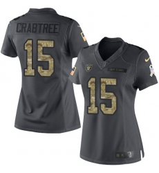 Nike Raiders #15 Michael Crabtree Black Womens Stitched NFL Limited 2016 Salute to Service Jersey Nike Raiders #15 Michael Crabtree Black Womens Stitched NFL Limited 2016 Salute to Service Jersey