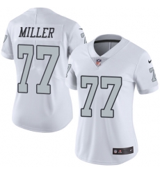 Nike Raiders #77 Kolton Miller White Womens Stitched NFL Limited Rush Jersey Nike Raiders #77 Kolton Miller White Womens Stitched NFL Limited Rush Jersey