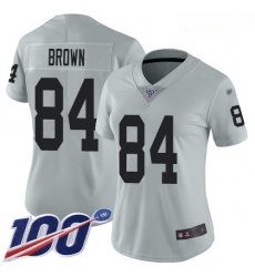 Raiders #84 Antonio Brown Silver Women Stitched Football Limited Inverted Legend 100th Season Jersey Raiders #84 Antonio Brown Silver Women Stitched Football Limited Inverted Legend 100th Season Jersey