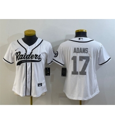Women Las Vegas Raiders 17 Davante Adams White Silver With Patch Cool Base Stitched Baseball Jersey Women Las Vegas Raiders 17 Davante Adams White Silver With Patch Cool Base Stitched Baseball Jersey