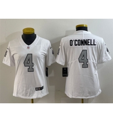 Women Las Vegas Raiders 4 Aidan O Connell White Color Rush Limited Stitched Jersey Women Las Vegas Raiders 4 Aidan O Connell White Color Rush Limited Stitched Jersey
