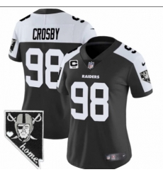 Women Las Vegas Raiders 98 Maxx Crosby Black White 2024 F U S E 2 Star C Patch Stitched Football Jersey Women Las Vegas Raiders 98 Maxx Crosby Black White 2024 F U S E 2 Star C Patch Stitched Football Jersey
