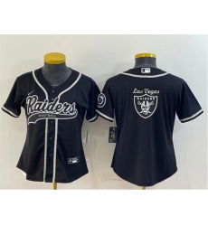 Women Las Vegas Raiders Black Team Big Logo With Patch Cool Base Stitched Baseball Jersey Women Las Vegas Raiders Black Team Big Logo With Patch Cool Base Stitched Baseball Jersey
