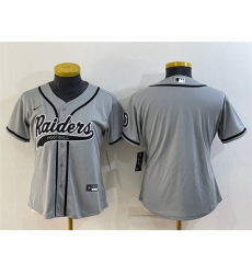 Women Las Vegas Raiders Blank Grey With Patch Cool Base Stitched Baseball Jersey Women Las Vegas Raiders Blank Grey With Patch Cool Base Stitched Baseball Jersey