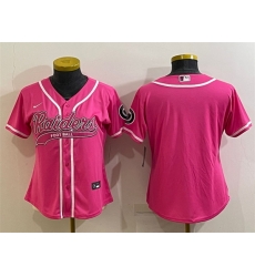 Women Las Vegas Raiders Blank Pink With Patch Cool Base Stitched Baseball Jersey Women Las Vegas Raiders Blank Pink With Patch Cool Base Stitched Baseball Jersey