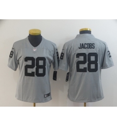 Women Nike Raiders 28 Josh Jacobs Silver Inverted Legend Limited Jersey Women Nike Raiders 28 Josh Jacobs Silver Inverted Legend Limited Jersey