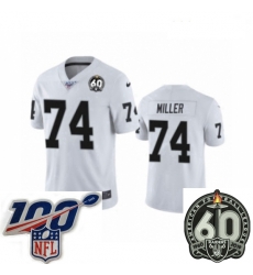 Women Oakland Raiders #74 Kolton Miller White 60th Anniversary Vapor Untouchable Limited Player 100th Season Football Jersey Women Oakland Raiders #74 Kolton Miller White 60th Anniversary Vapor Untouchable Limited Player 100th Season Football Jersey