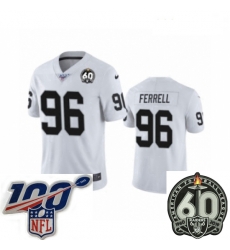 Women Oakland Raiders #96 Clelin Ferrell White 60th Anniversary Vapor Untouchable Limited Player 100th Season Football Jersey Women Oakland Raiders #96 Clelin Ferrell White 60th Anniversary Vapor Untouchable Limited Player 100th Season Football Jersey