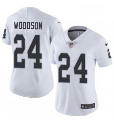 Womens Nike Oakland Raiders 24 Charles Woodson Elite White NFL Jersey Womens Nike Oakland Raiders 24 Charles Woodson Elite White NFL Jersey