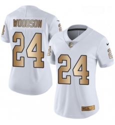 Womens Nike Oakland Raiders 24 Charles Woodson Limited WhiteGold Rush NFL Jersey Womens Nike Oakland Raiders 24 Charles Woodson Limited WhiteGold Rush NFL Jersey