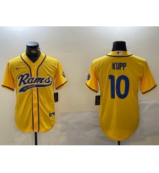 Men Los Angeles Rams 10 Cooper Kupp yellow Cool Base Stitched Baseball Jersey 1