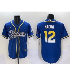 Men Los Angeles Rams 12 Puka Nacua Royal Cool Base Stitched Baseball Jersey Men Los Angeles Rams 12 Puka Nacua Royal Cool Base Stitched Baseball Jersey