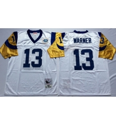 Men Los Angeles Rams 13 Kurt Warner White M&N Throwback Jersey Men Los Angeles Rams 13 Kurt Warner White M&N Throwback Jersey