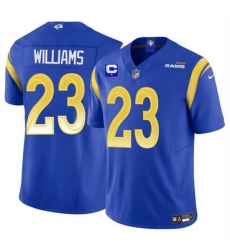 Men Los Angeles Rams 23 Kyren Williams Blue 2025 F U S E With 1 Star C Patch Vapor Untouchable Stitched Football Jersey Men Los Angeles Rams 23 Kyren Williams Blue 2025 F U S E With 1 Star C Patch Vapor Untouchable Stitched Football Jersey