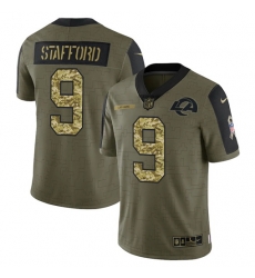 Men Los Angeles Rams 9 Matthew Stafford 2021 Salute To Service Olive Camo Limited Stitched Jersey Men Los Angeles Rams 9 Matthew Stafford 2021 Salute To Service Olive Camo Limited Stitched Jersey