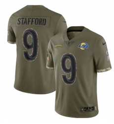 Men Los Angeles Rams 9 Matthew Stafford Olive 2022 Salute To Service Limited Stitched Jersey Men Los Angeles Rams 9 Matthew Stafford Olive 2022 Salute To Service Limited Stitched Jersey