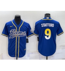Men Los Angeles Rams 9 Matthew Stafford Royal With Patch Cool Base Stitched Baseb Men Los Angeles Rams 9 Matthew Stafford Royal With Patch Cool Base Stitched Baseb